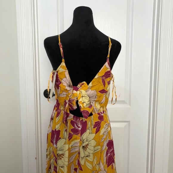 Bo.G Collective Floral Maxi Dress Spaghetti Strap‎ Yellow & Fuchsia Size Medium - Picture 12 of 12